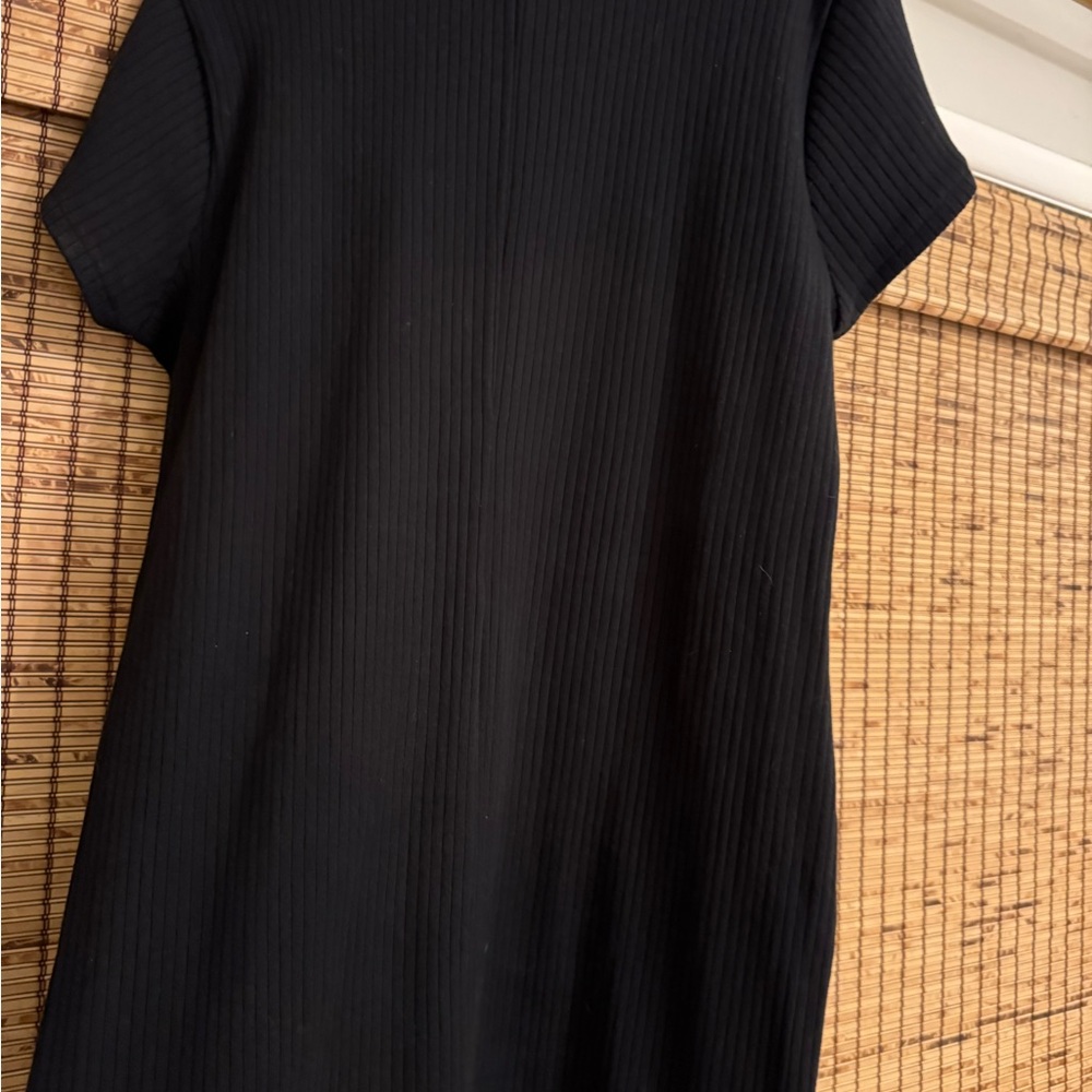Madewell Black Short-Sleeve Ribbed Button-Front Mini Dress - Picture 7 of 7